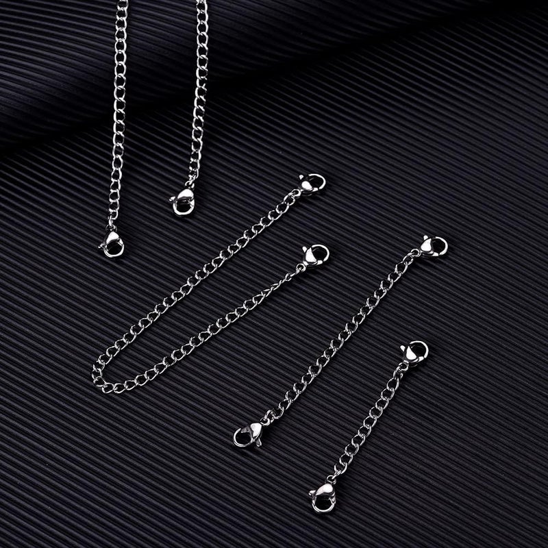 KLSZ 10Pcs Stainless Steel Necklace Extender Chain Links, Silver Necklace Extenders for Bracelet Anklet Stainless Steel Chain Extenders for Jewelry Making 2in 3in 4in 5in 6in (10 Silver) - Image 2